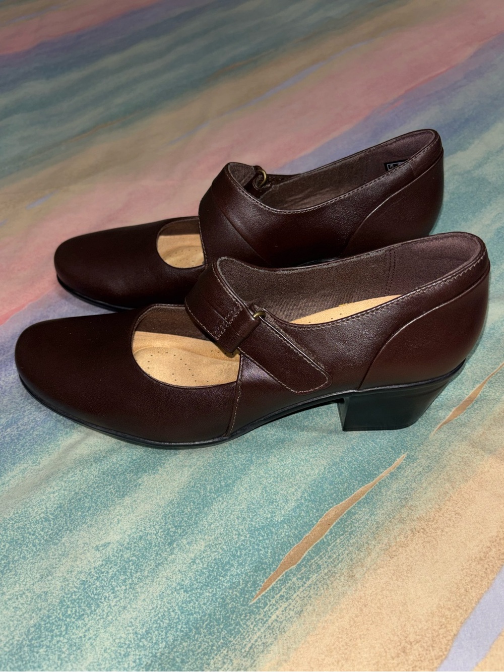 Clarks Collection Women's 10 Emslie Lulin Mary Jane Pumps Heels Brown Leather